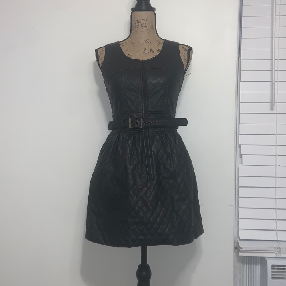 Akira Black Mini Dress (leather look). SIZE S